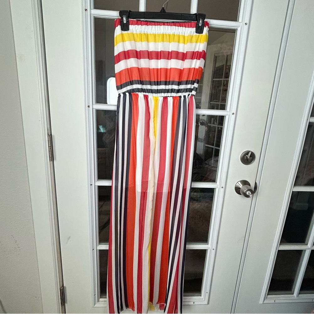 Striped Strapless Maxi Dress Size Large‎